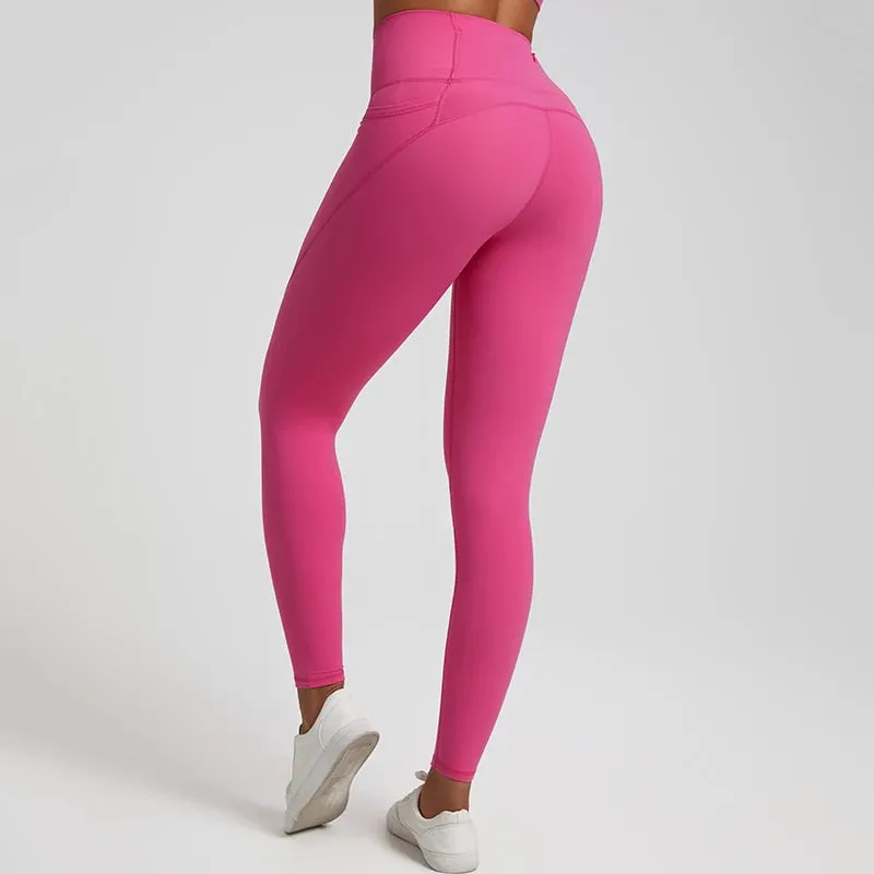 067 Nude  Leggings With Pockets High Waist