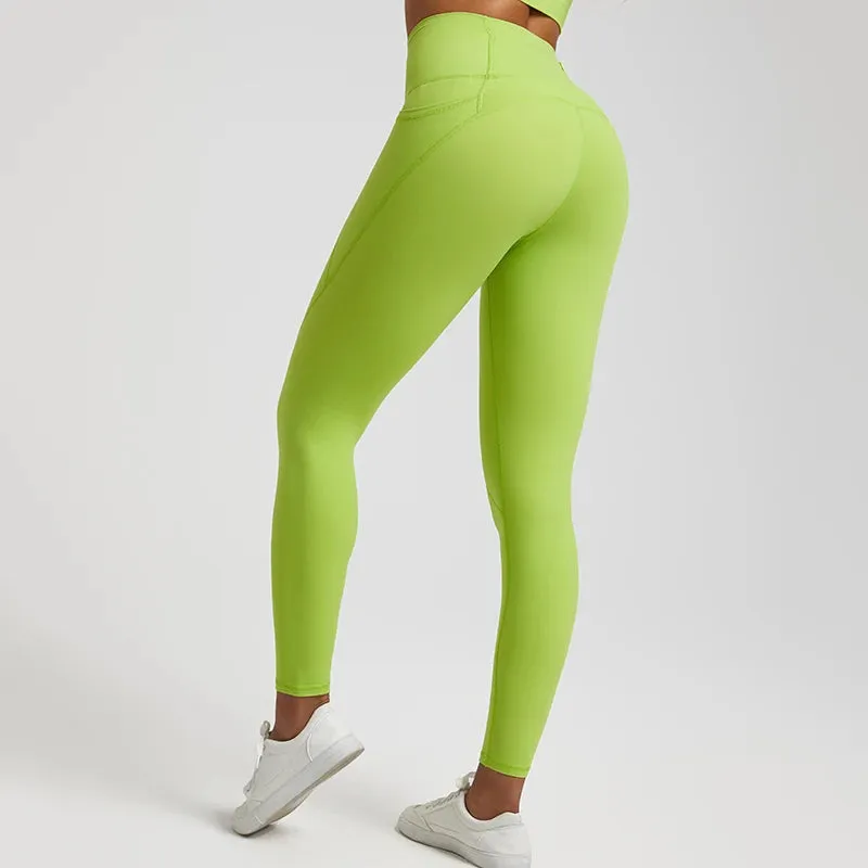 067 Nude  Leggings With Pockets High Waist