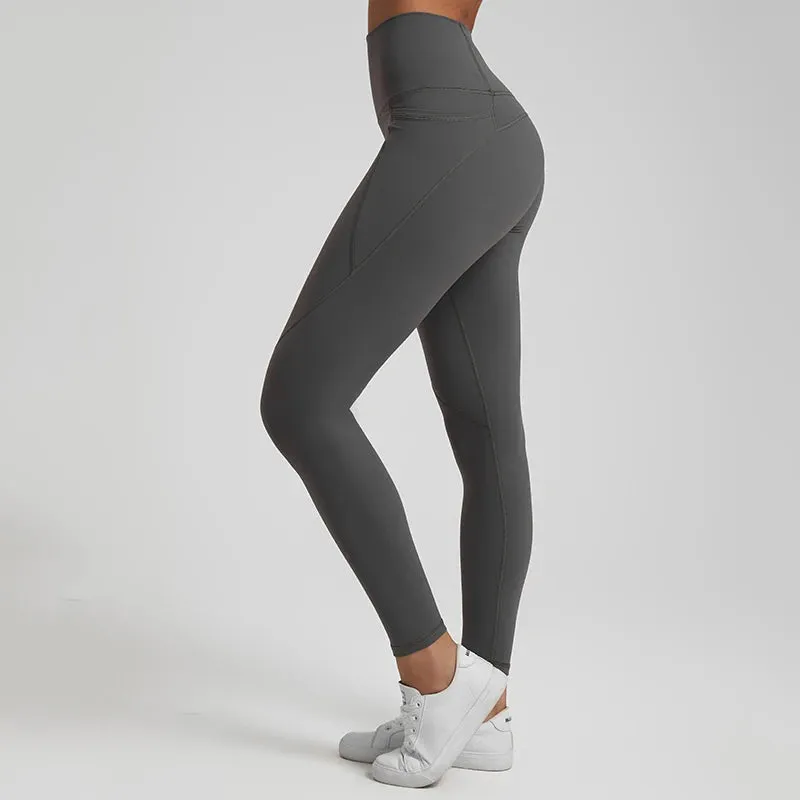 067 Nude  Leggings With Pockets High Waist