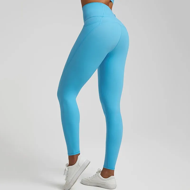 067 Nude  Leggings With Pockets High Waist