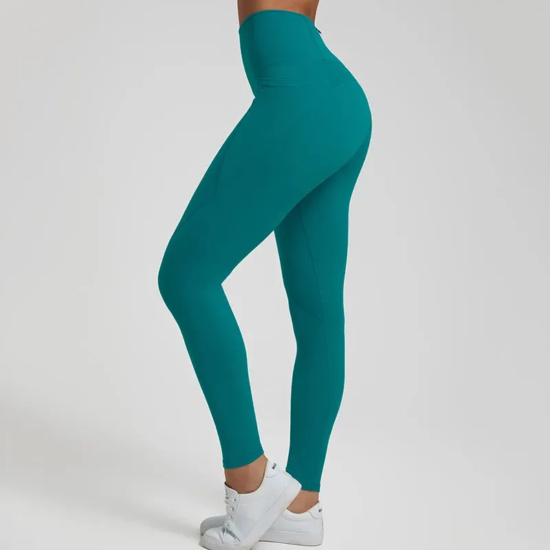 067 Nude  Leggings With Pockets High Waist