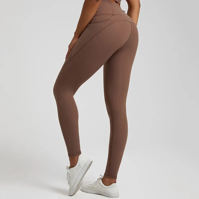 067 Nude  Leggings With Pockets High Waist