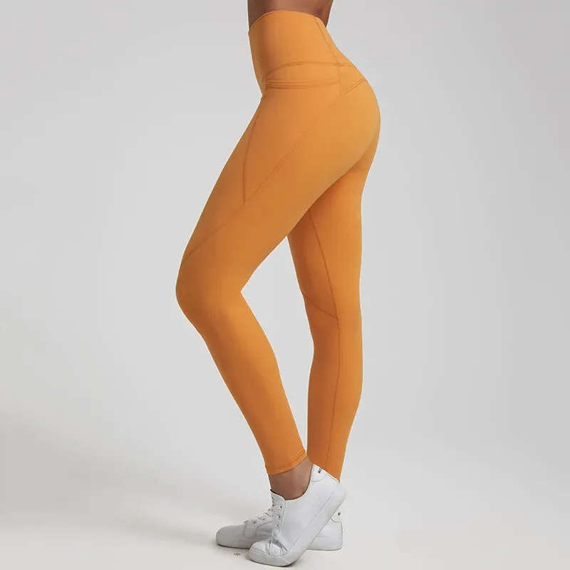 067 Nude  Leggings With Pockets High Waist