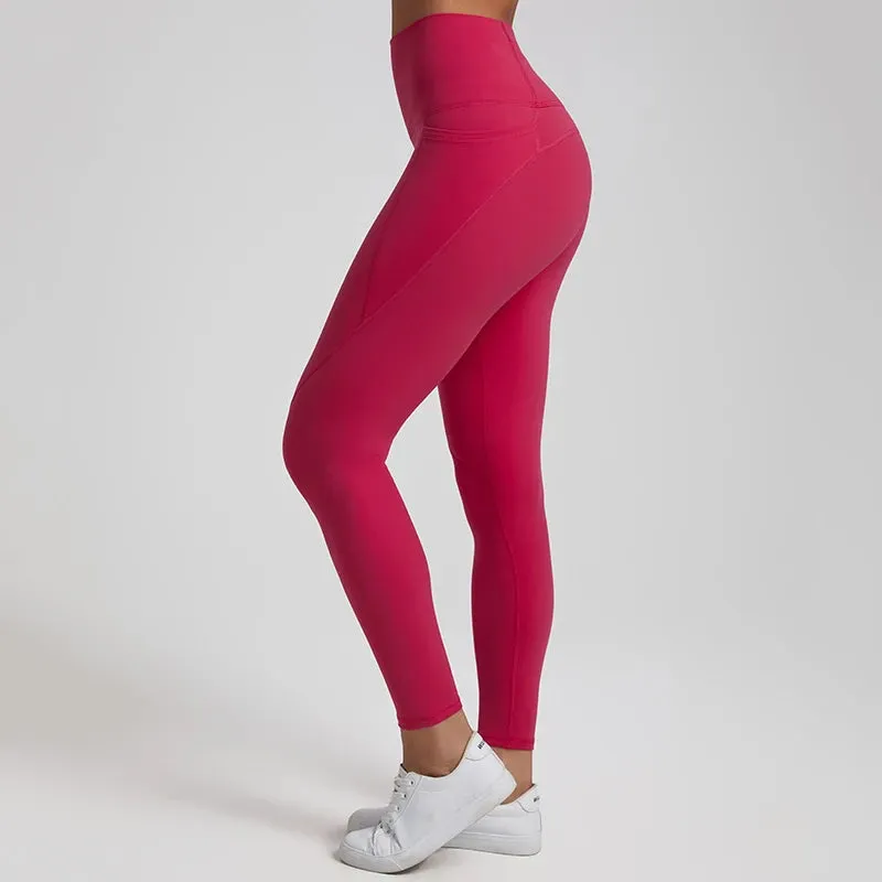067 Nude  Leggings With Pockets High Waist