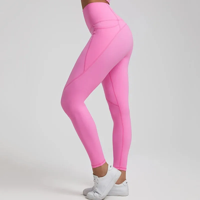 067 Nude  Leggings With Pockets High Waist