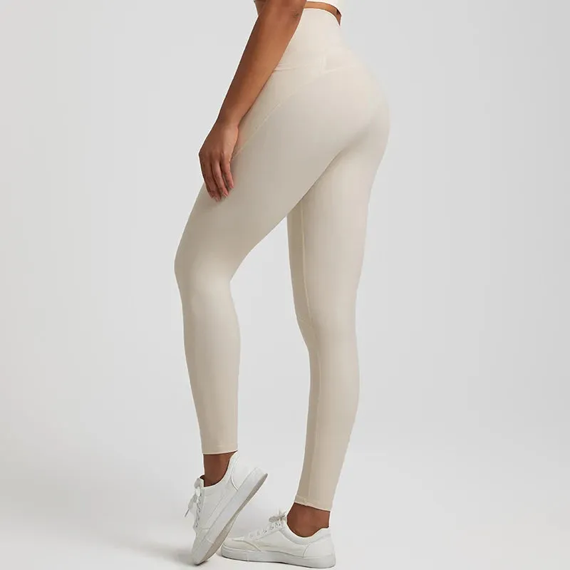 067 Nude  Leggings With Pockets High Waist