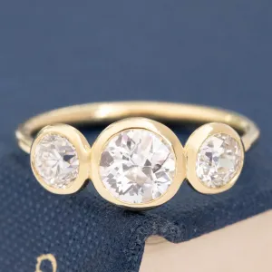 1.27ctw Old European Cut Diamond Bezel Trilogy Ring