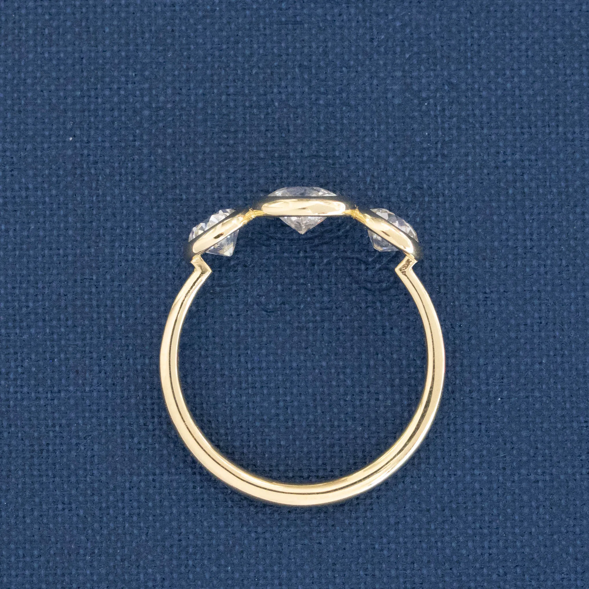 1.27ctw Old European Cut Diamond Bezel Trilogy Ring
