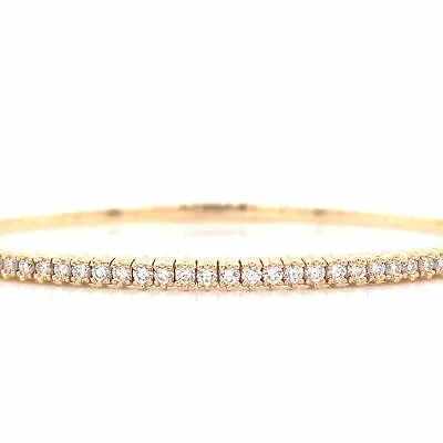 14K Diamond Flexible Bangle Bracelet Yellow Gold