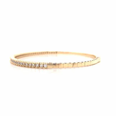 14K Diamond Flexible Bangle Bracelet Yellow Gold