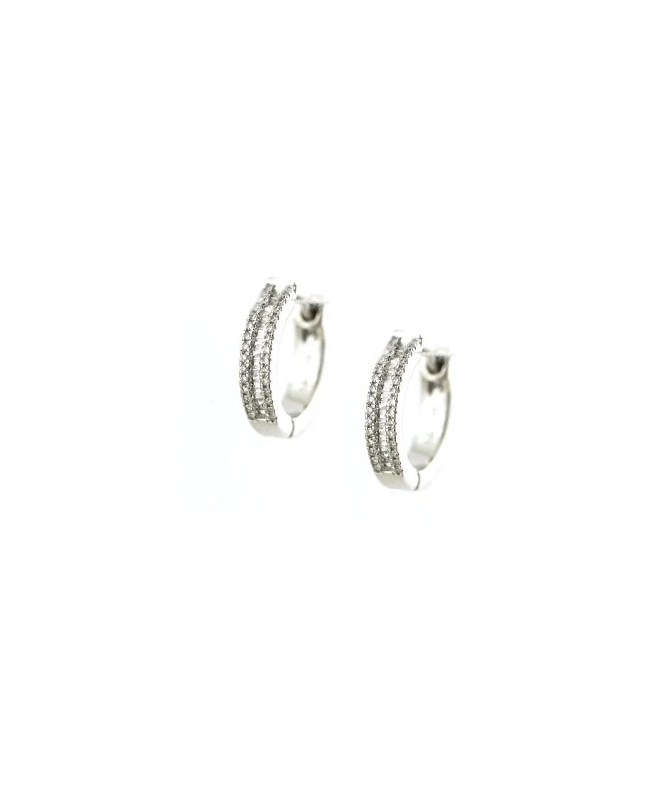 14K Gold 12mm .2ct Baguette Diamond Huggies