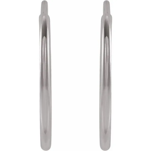 14K White Gold 15 mm Flexible Endless Huggie Earrings