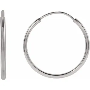 14K White Gold 15 mm Flexible Endless Huggie Earrings