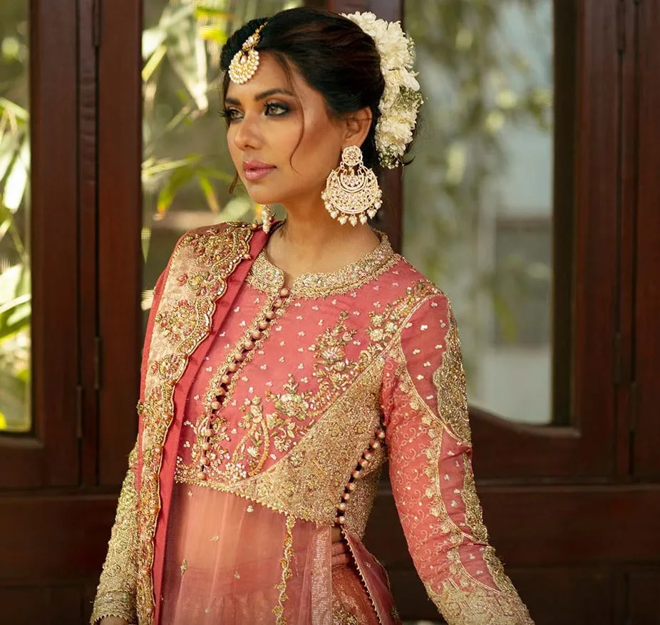 Anarkali Pink Pishwas Lehenga Pakistani Bridal Dresses