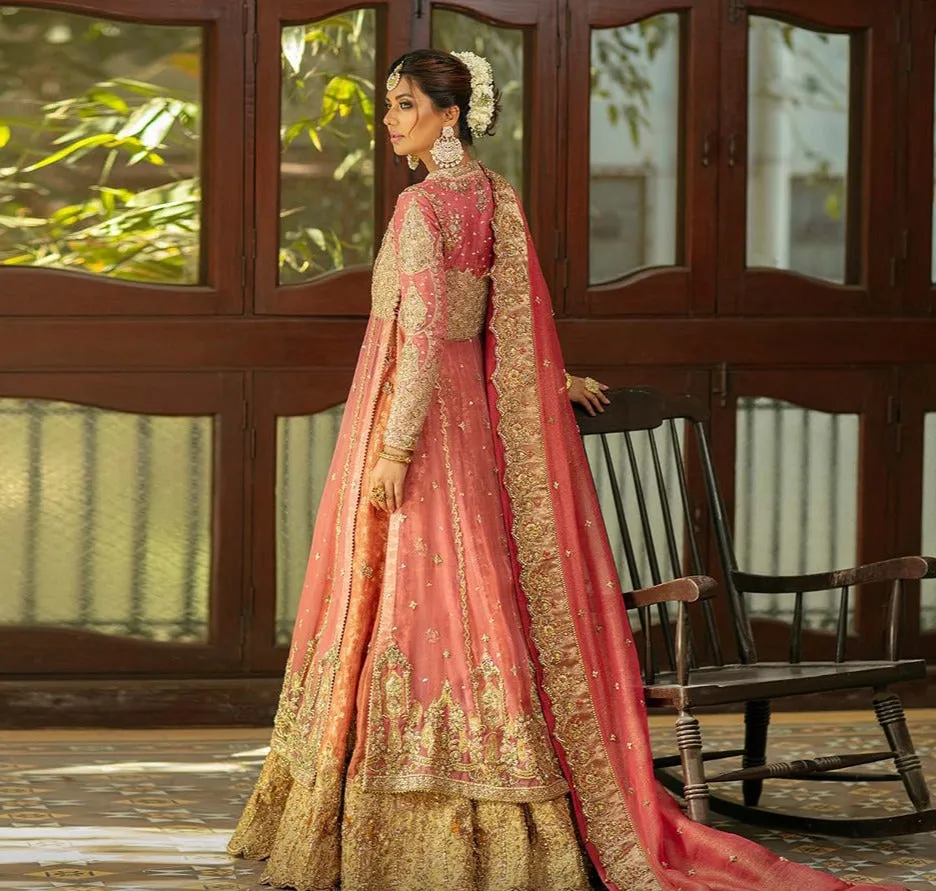Anarkali Pink Pishwas Lehenga Pakistani Bridal Dresses