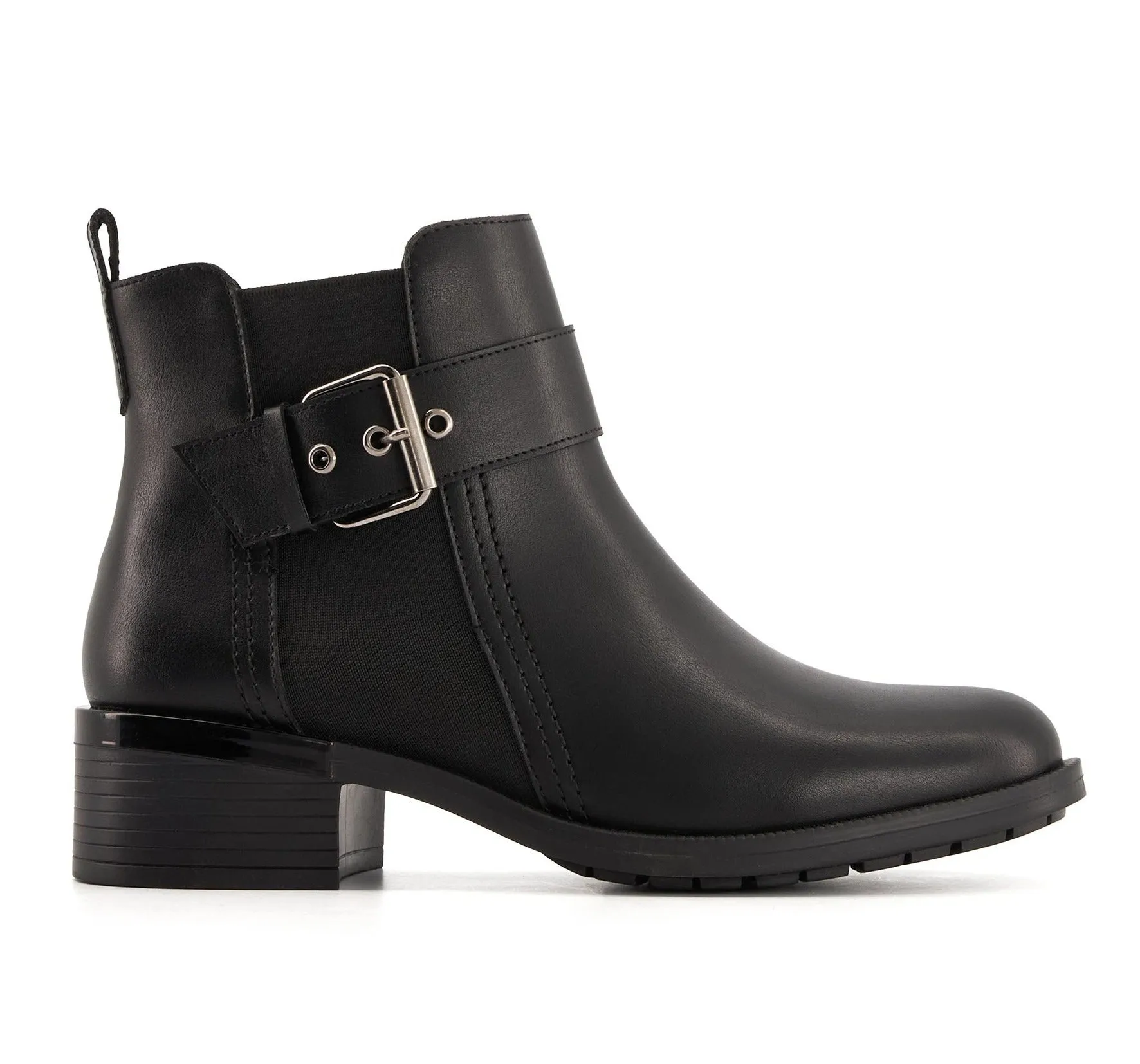 Andrea Leather Booties With Elastic Side and Buckle 73834