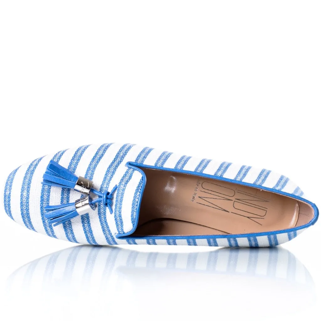 Azure Stripe Smoking Slippers