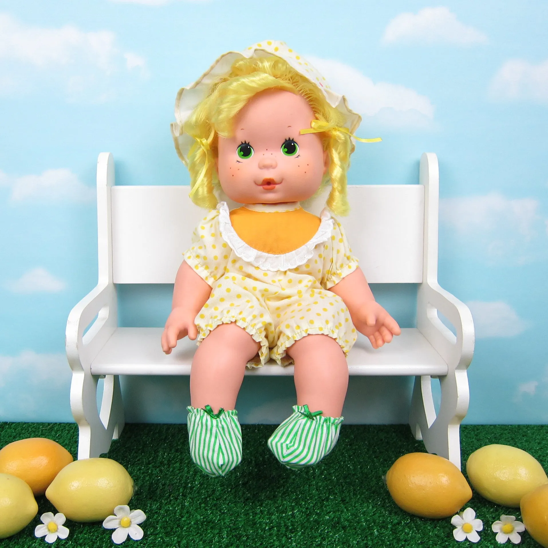 Baby Doll Booties - Green & White Stripes with Green Bow