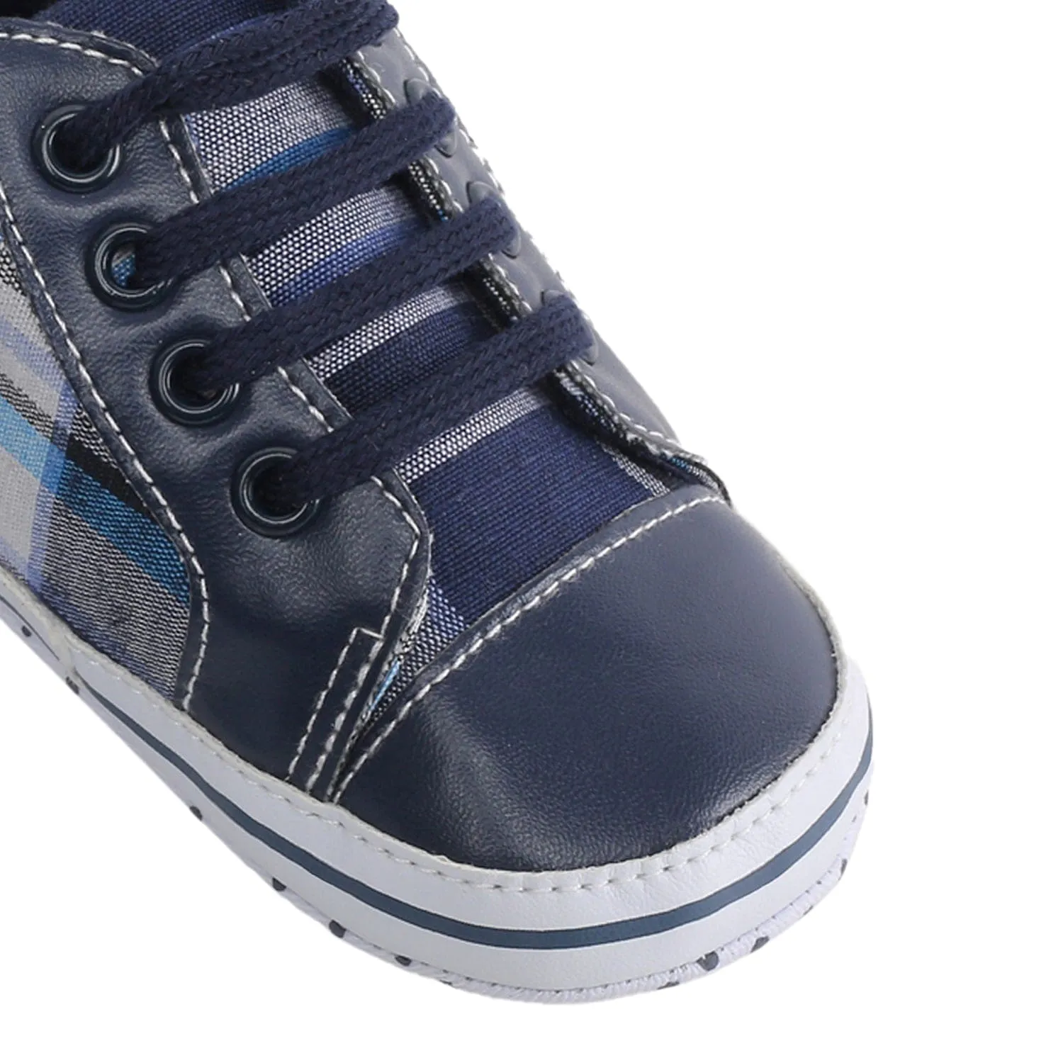 Baby Moo Checked Blue Sneakers