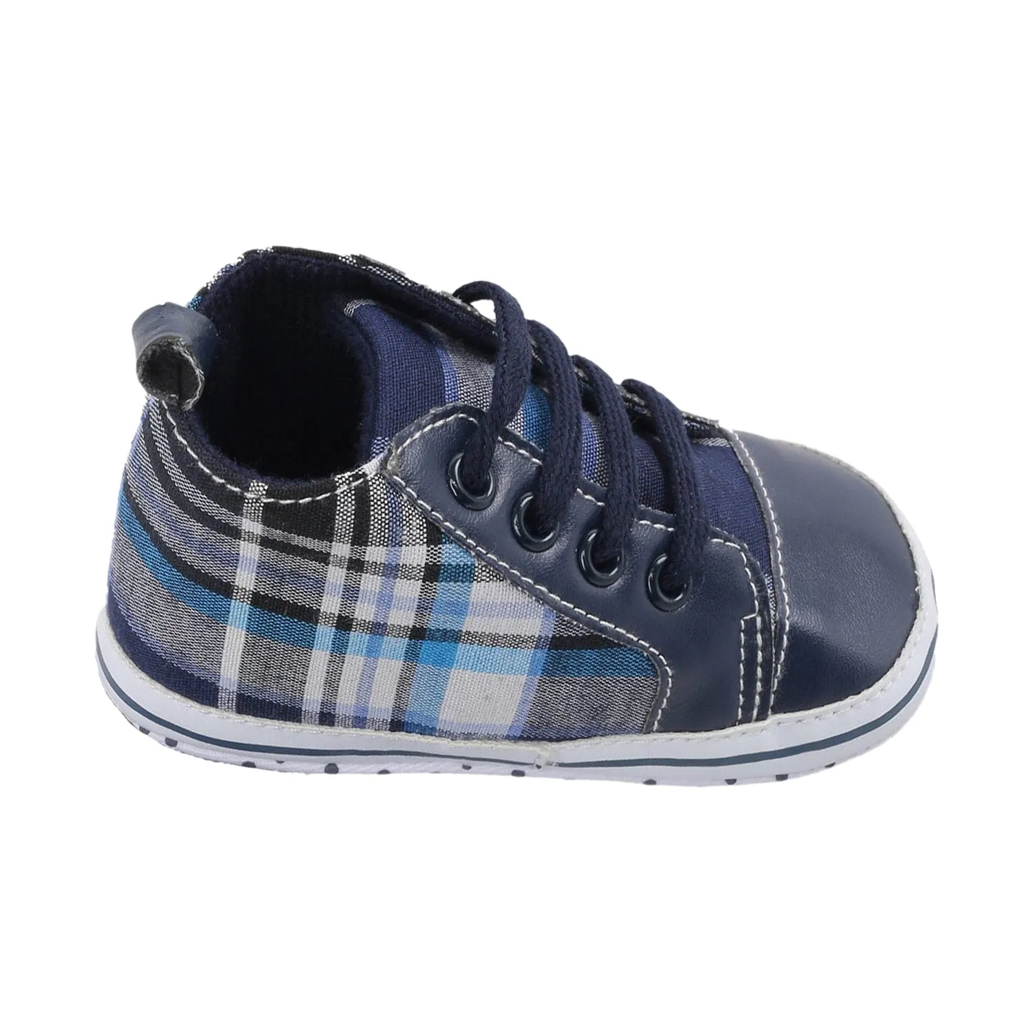Baby Moo Checked Blue Sneakers
