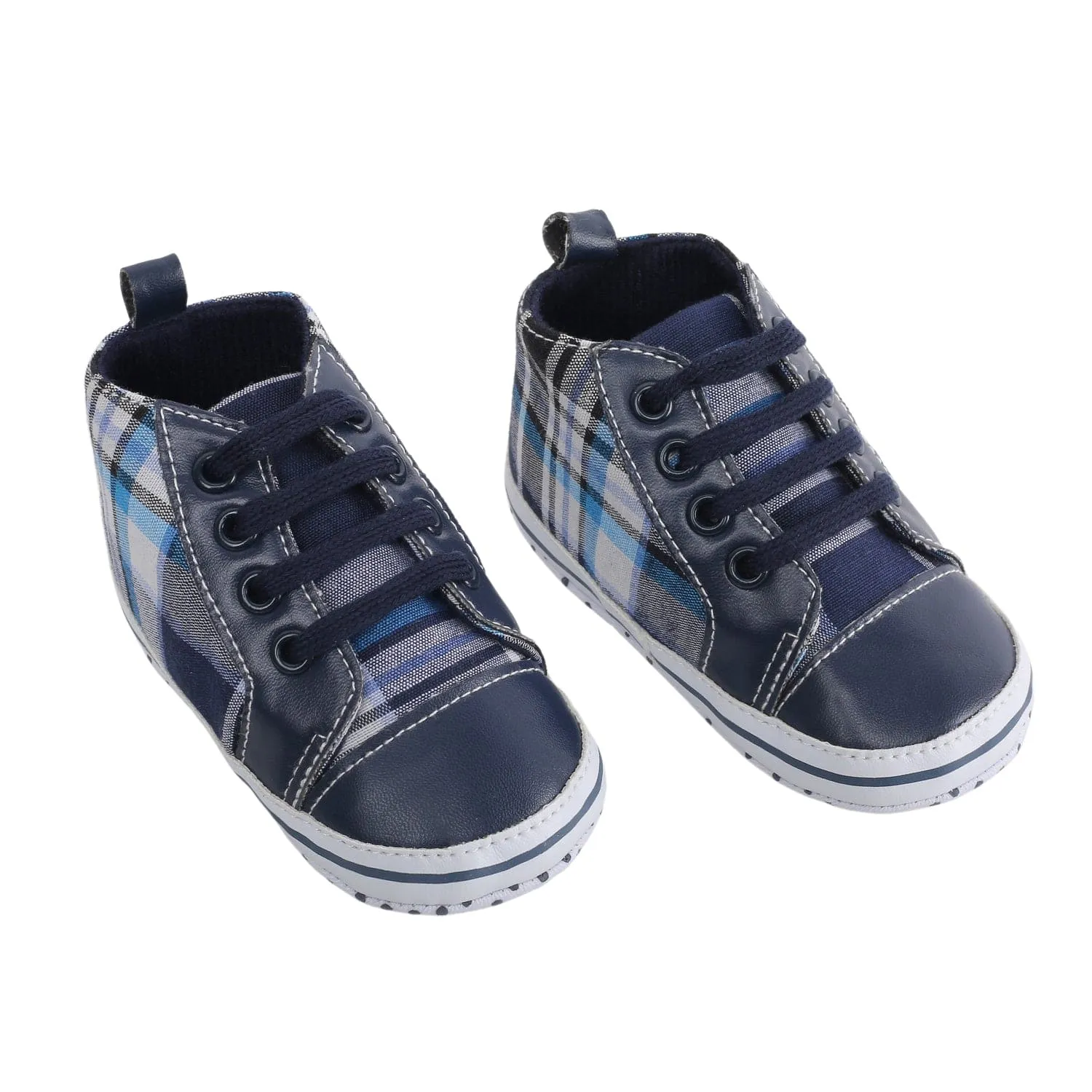 Baby Moo Checked Blue Sneakers