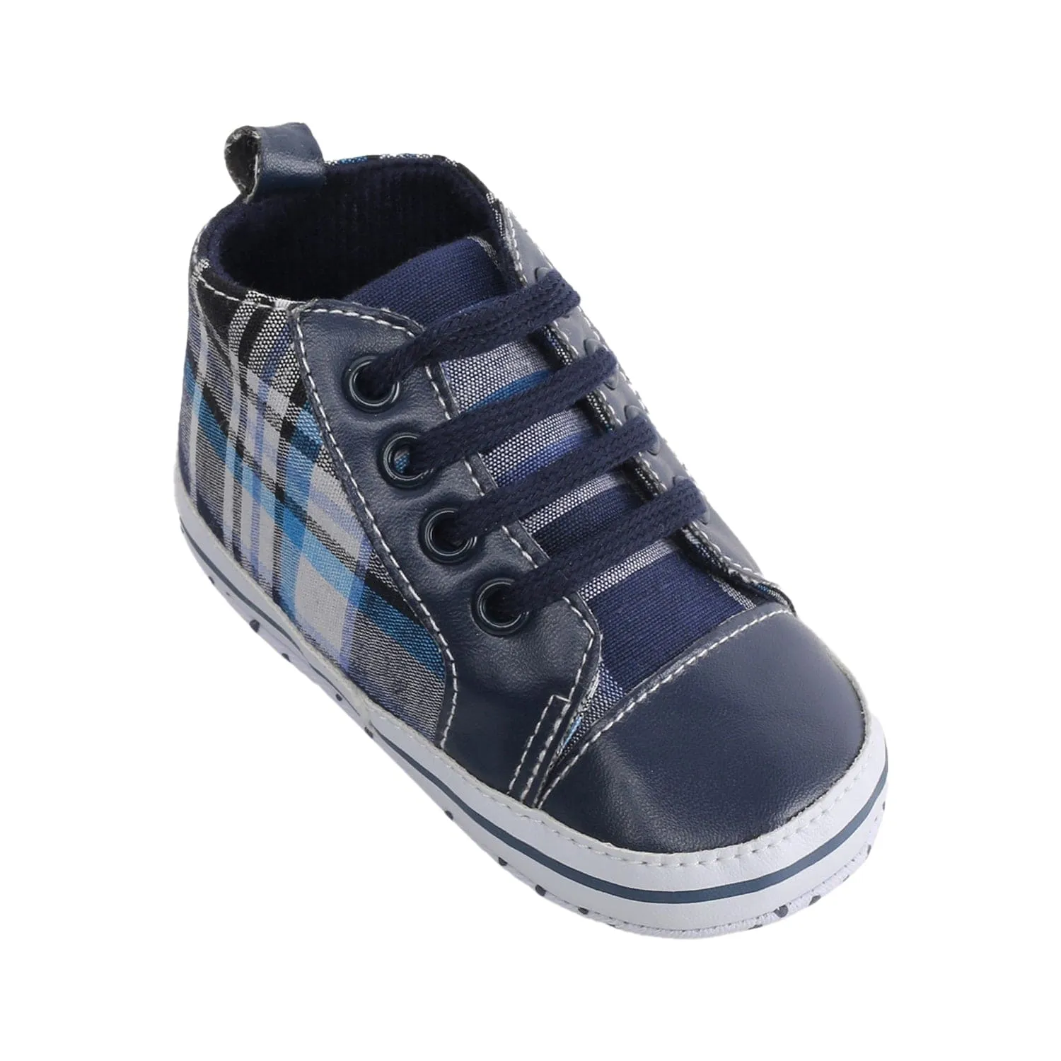 Baby Moo Checked Blue Sneakers