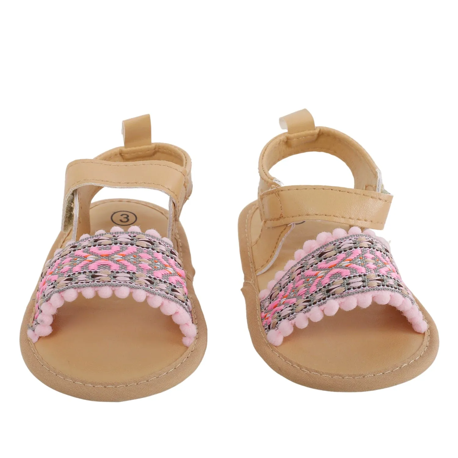 Baby Moo Embroidered Pink Sandals