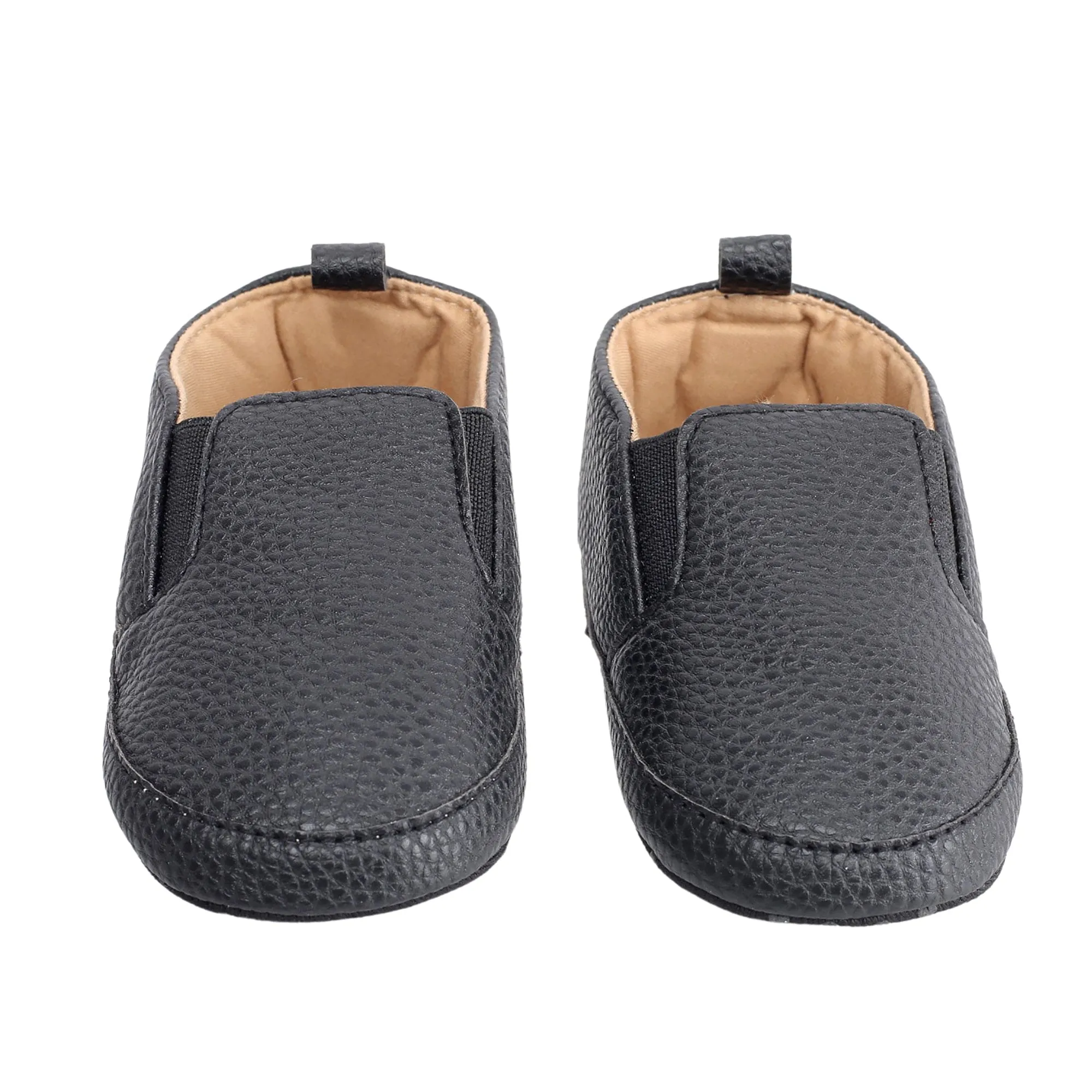 Baby Moo Leather Black Slip-On Booties