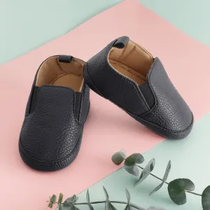 Baby Moo Leather Black Slip-On Booties