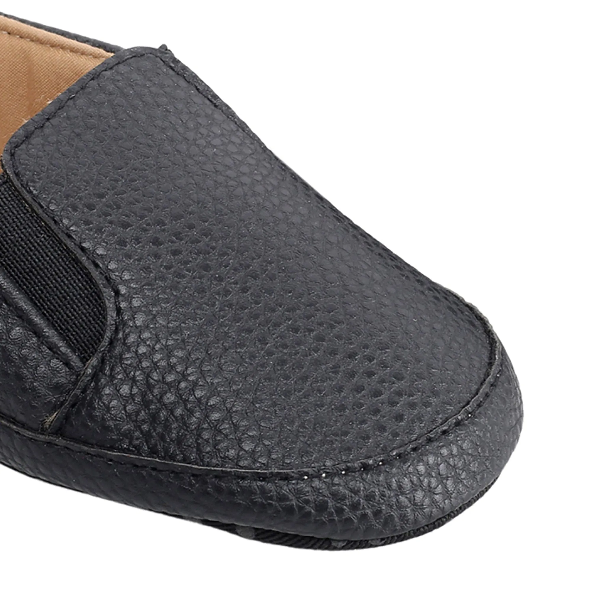 Baby Moo Leather Black Slip-On Booties