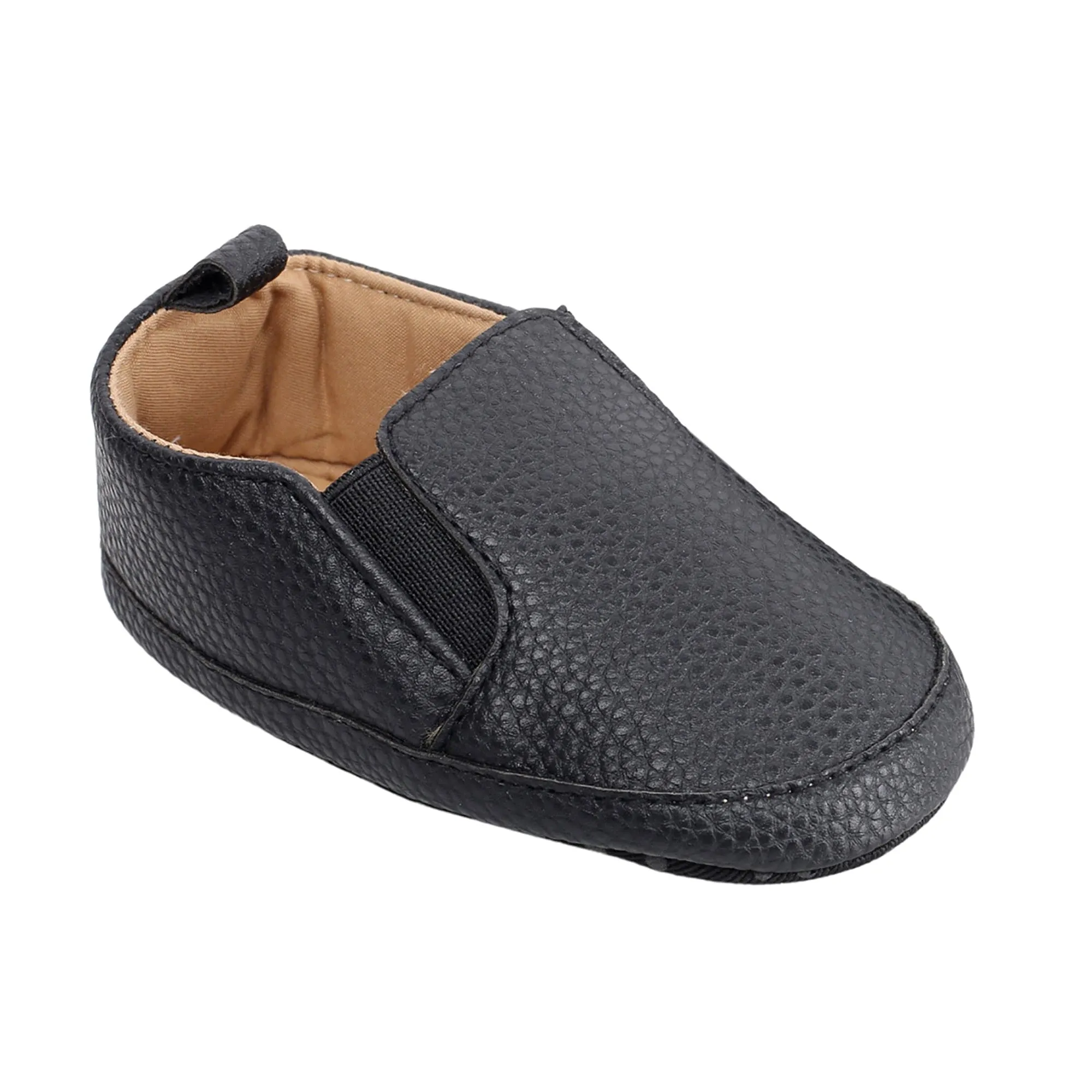 Baby Moo Leather Black Slip-On Booties