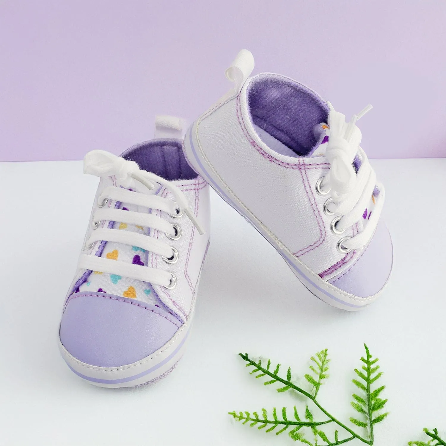 Baby Moo Purple Hearts Sneakers
