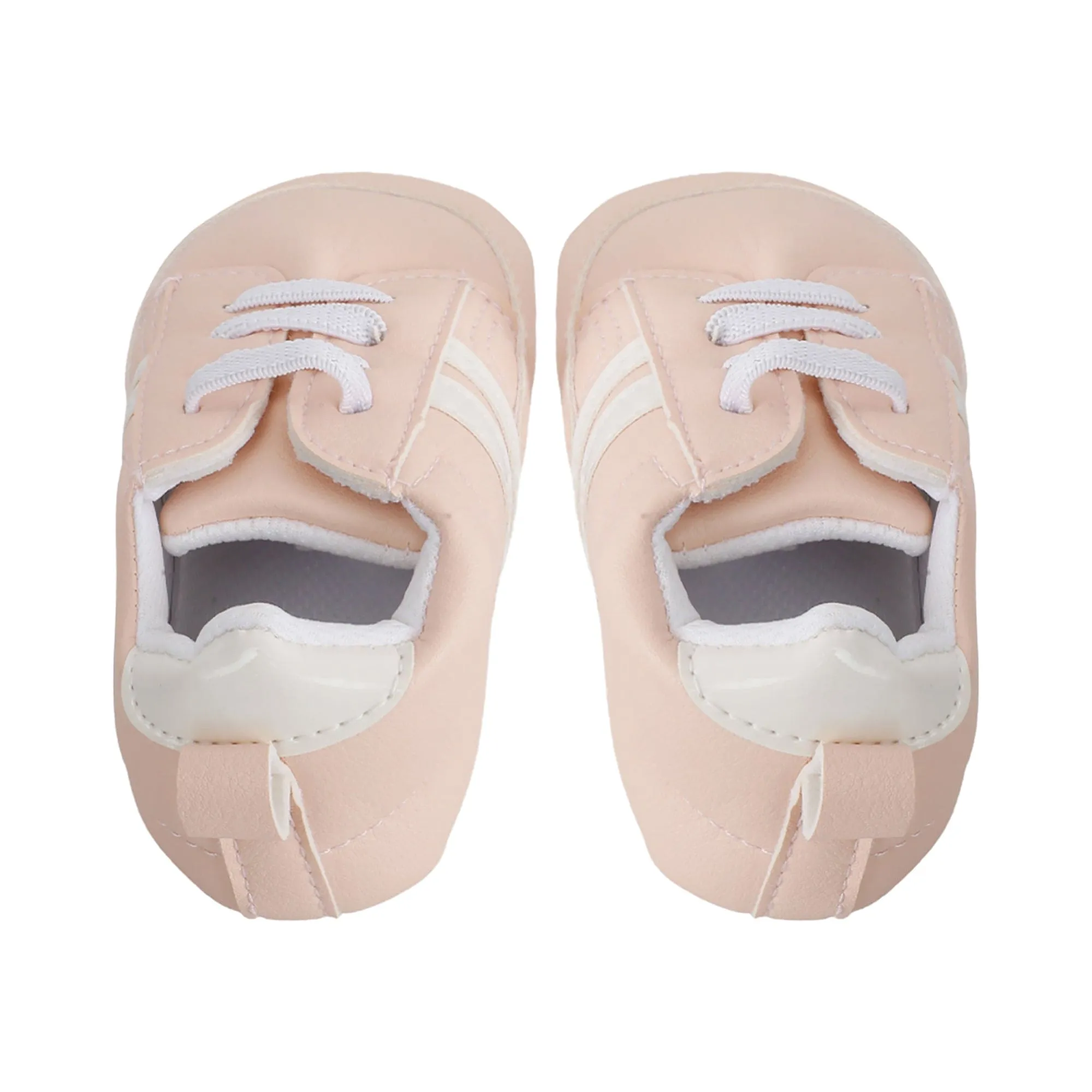 Baby Moo Striped Peach Lace Up Sneakers