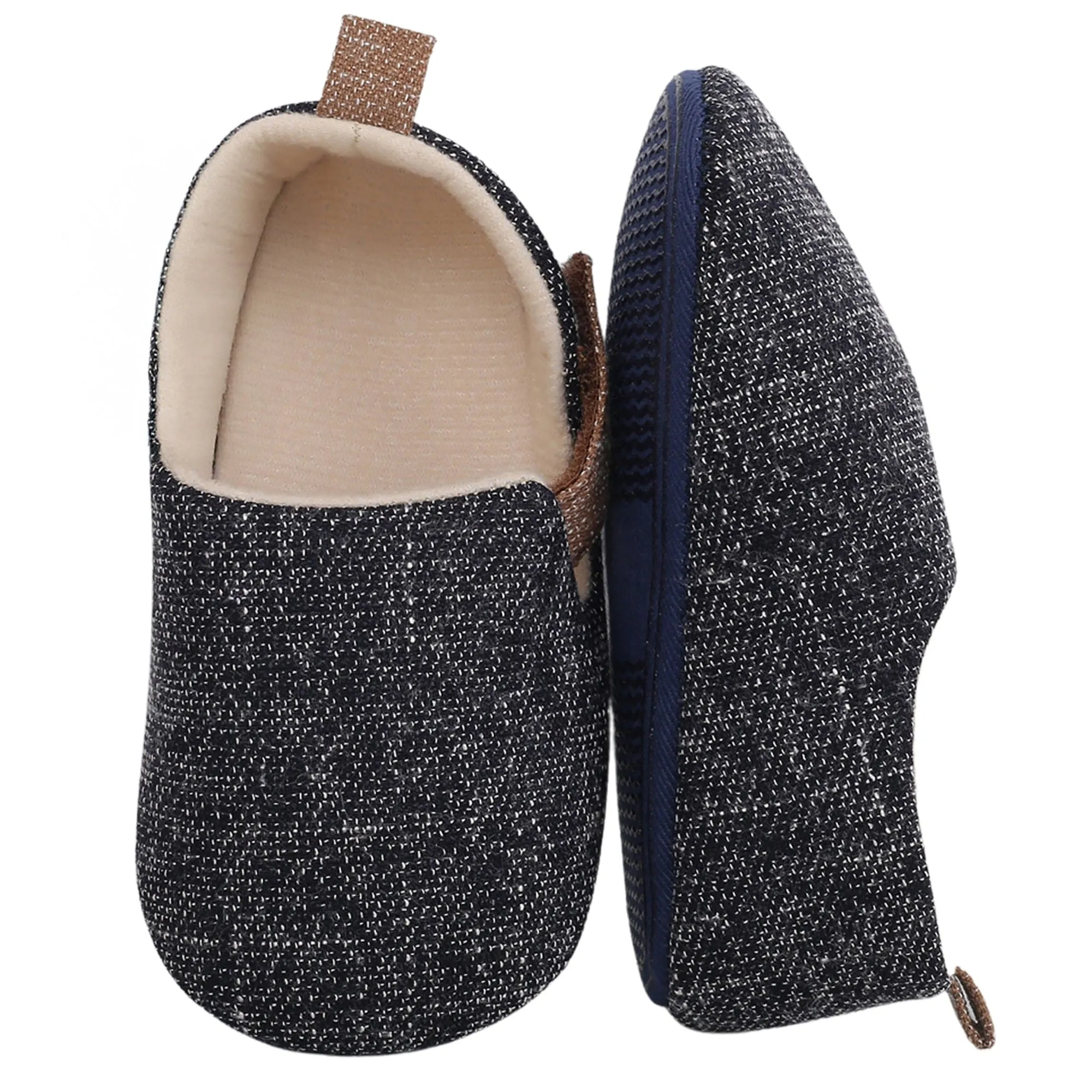 Baby Moo Textured Black Velcro Booties
