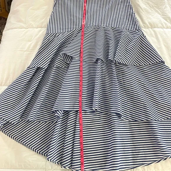 Banana Republic Striped Poplin High Low Ruffle Tiered Skirt Summer SZ 8 NWOT