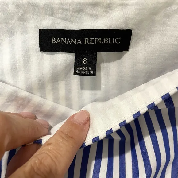 Banana Republic Striped Poplin High Low Ruffle Tiered Skirt Summer SZ 8 NWOT