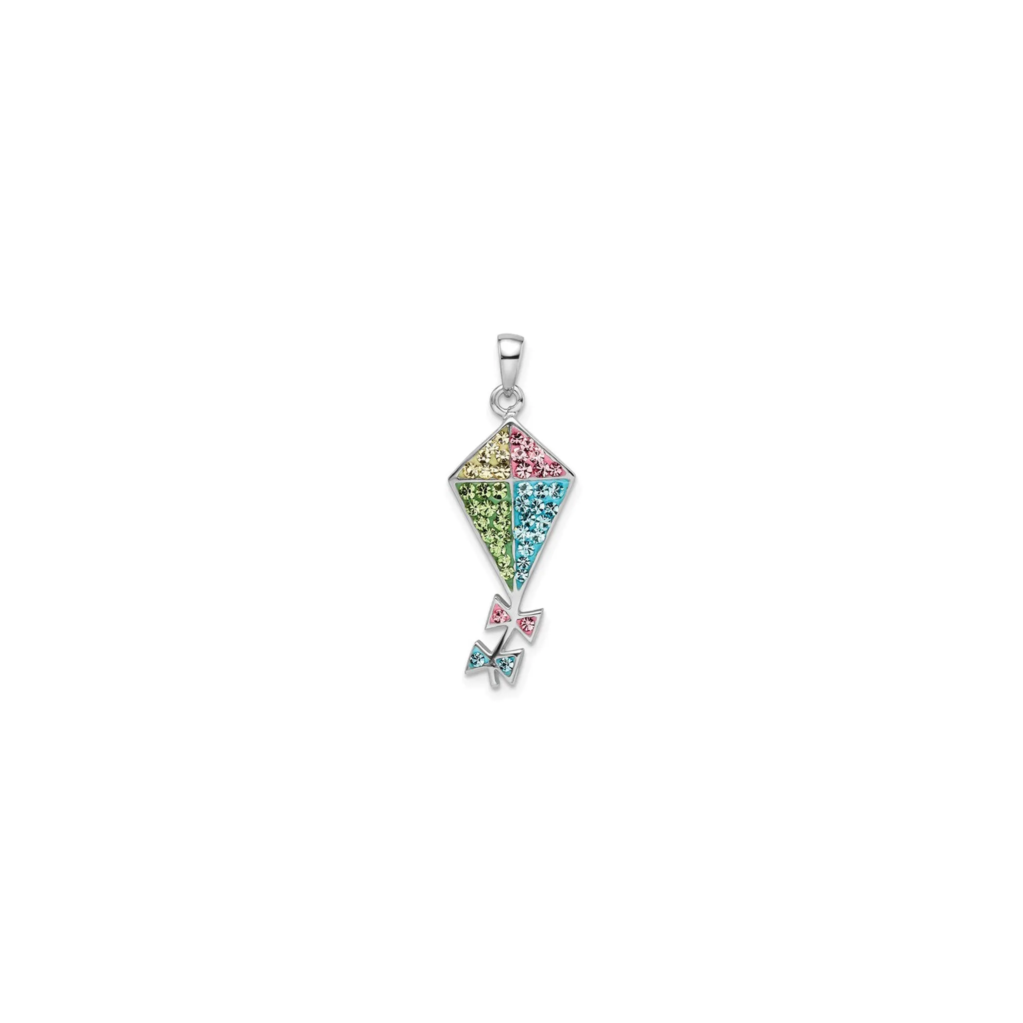 Bedazzled Colorful Kite Pendant (Silver)