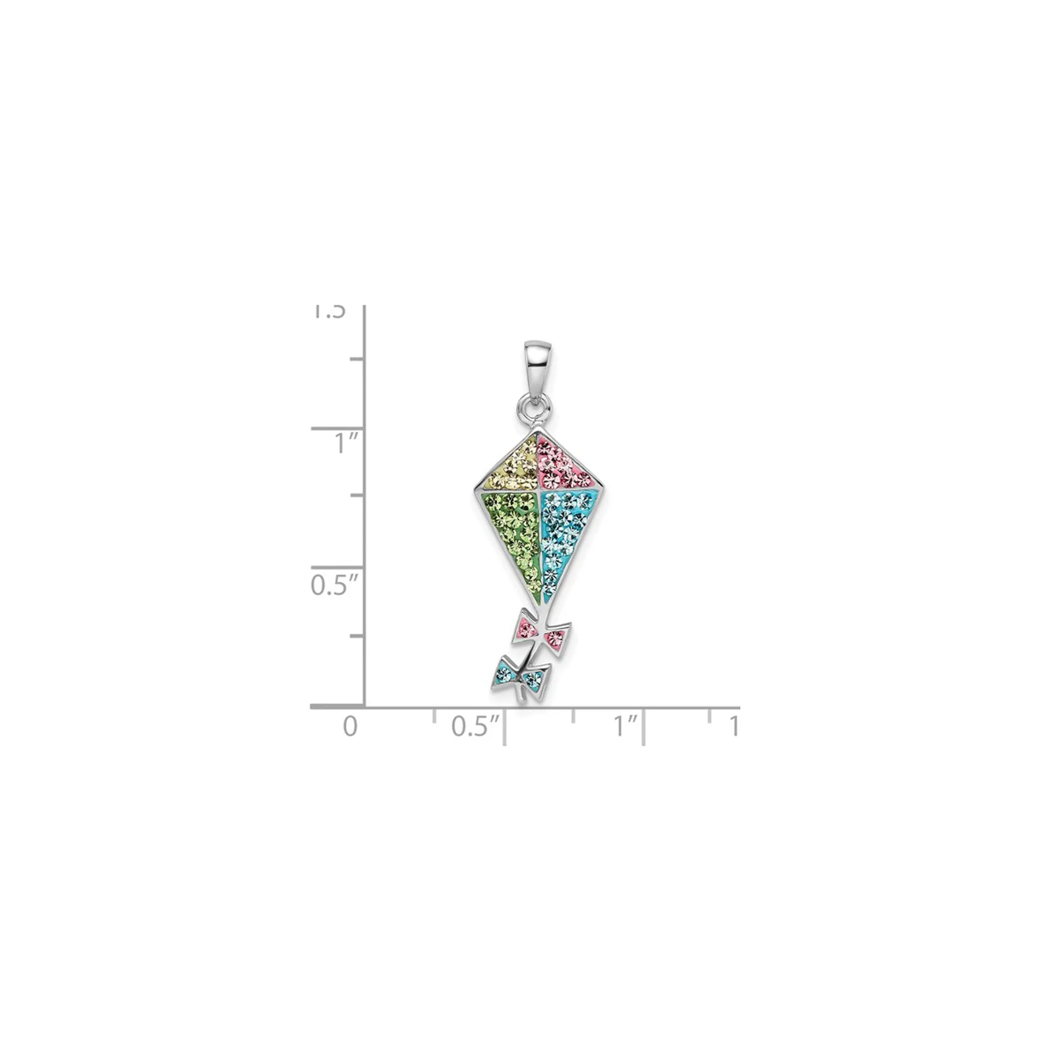 Bedazzled Colorful Kite Pendant (Silver)
