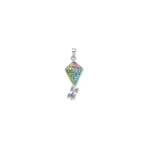 Bedazzled Colorful Kite Pendant (Silver)