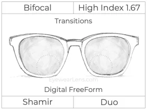 Bifocal - Shamir Duo - High Index 1.67 - Digital - Transitions Signature
