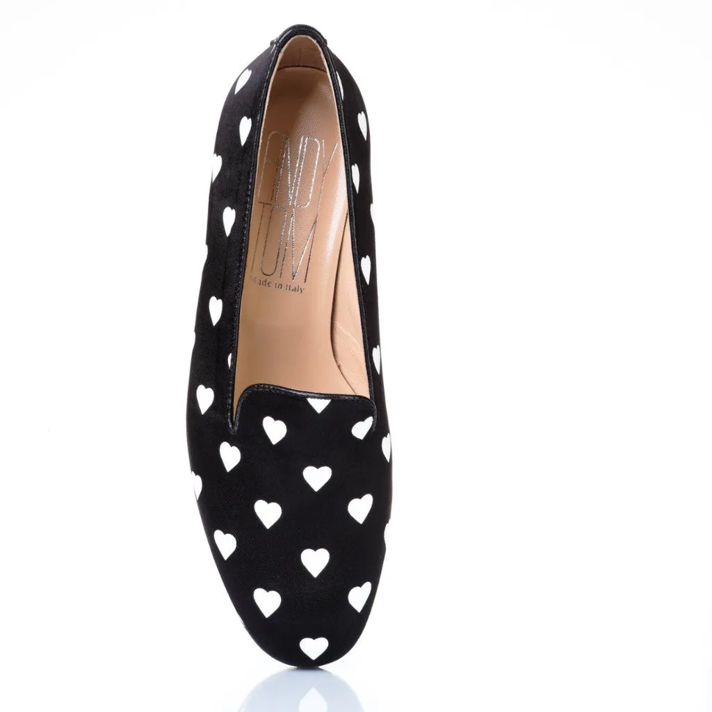 Black and White Hearts Smoking Slippers
