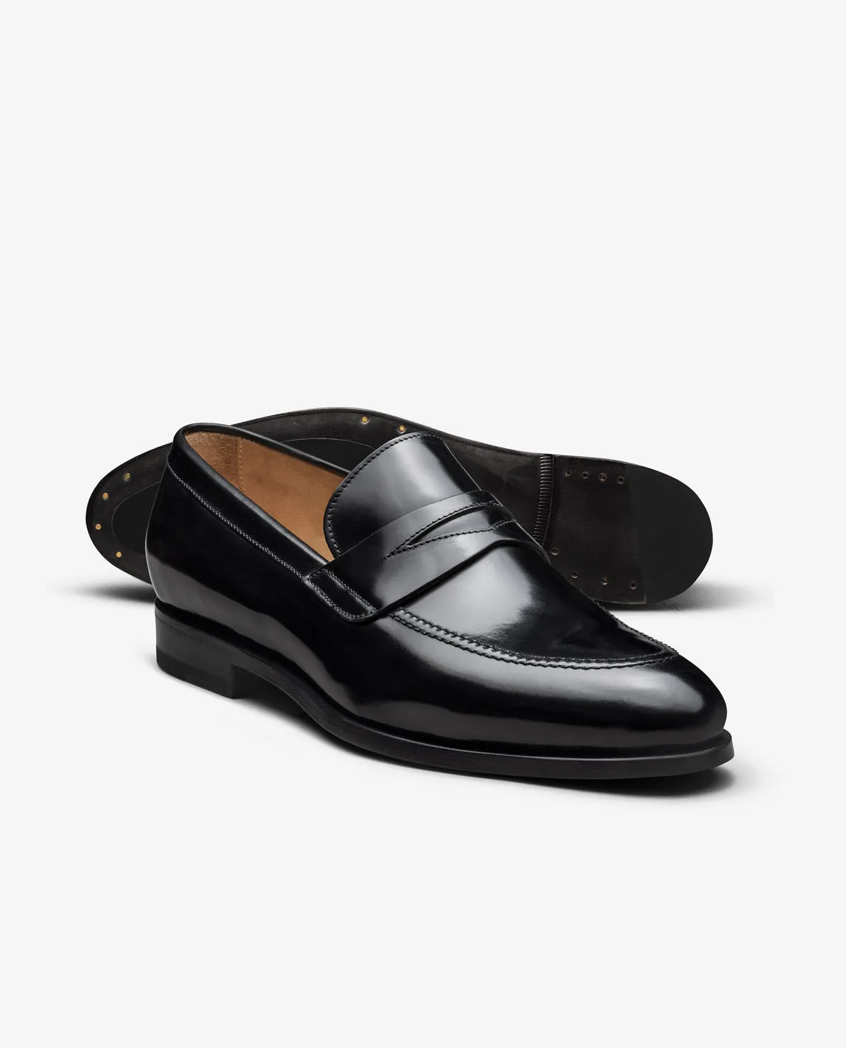 Black Polished Antique Blake Penny Loafers