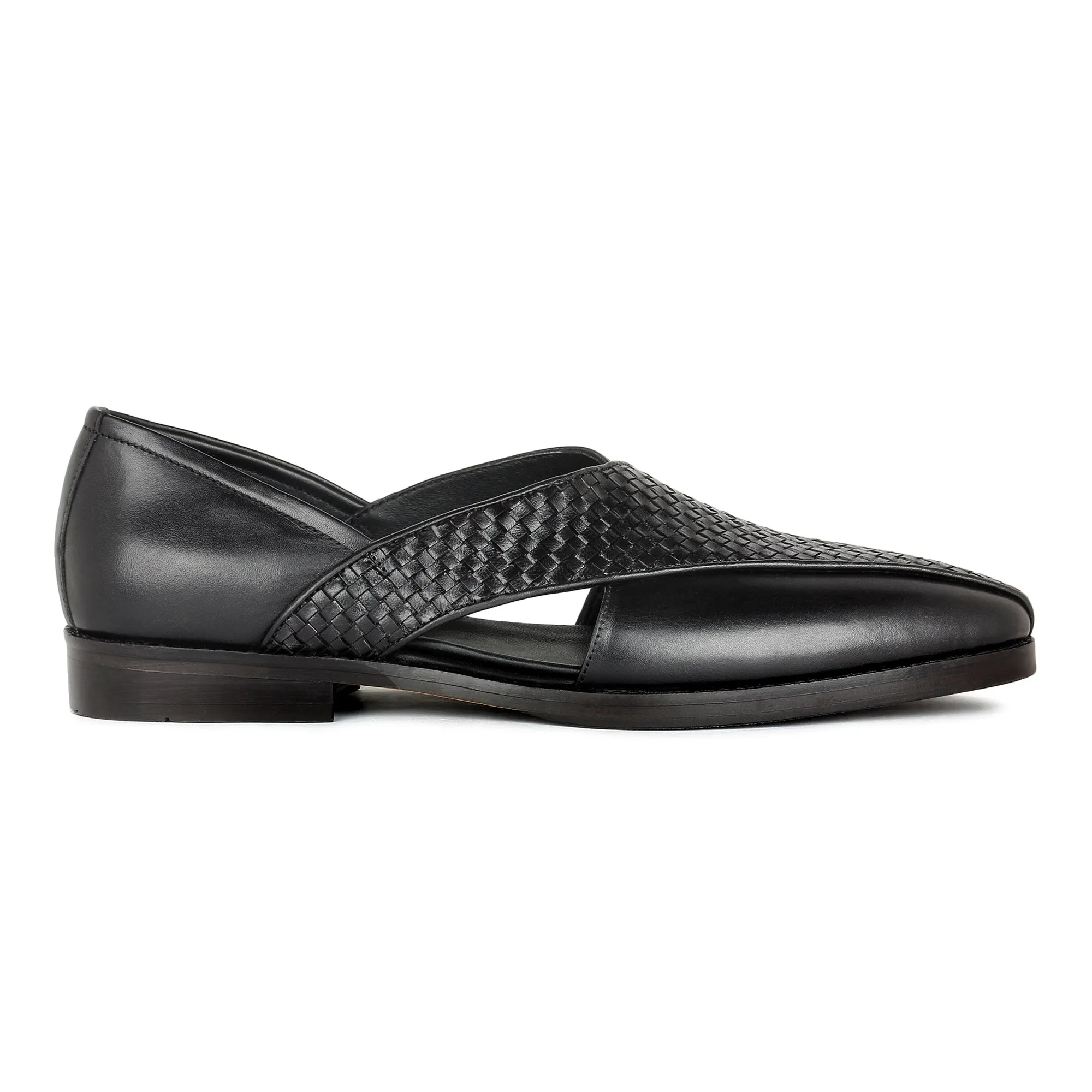 Black Woven Peshawari Sandal