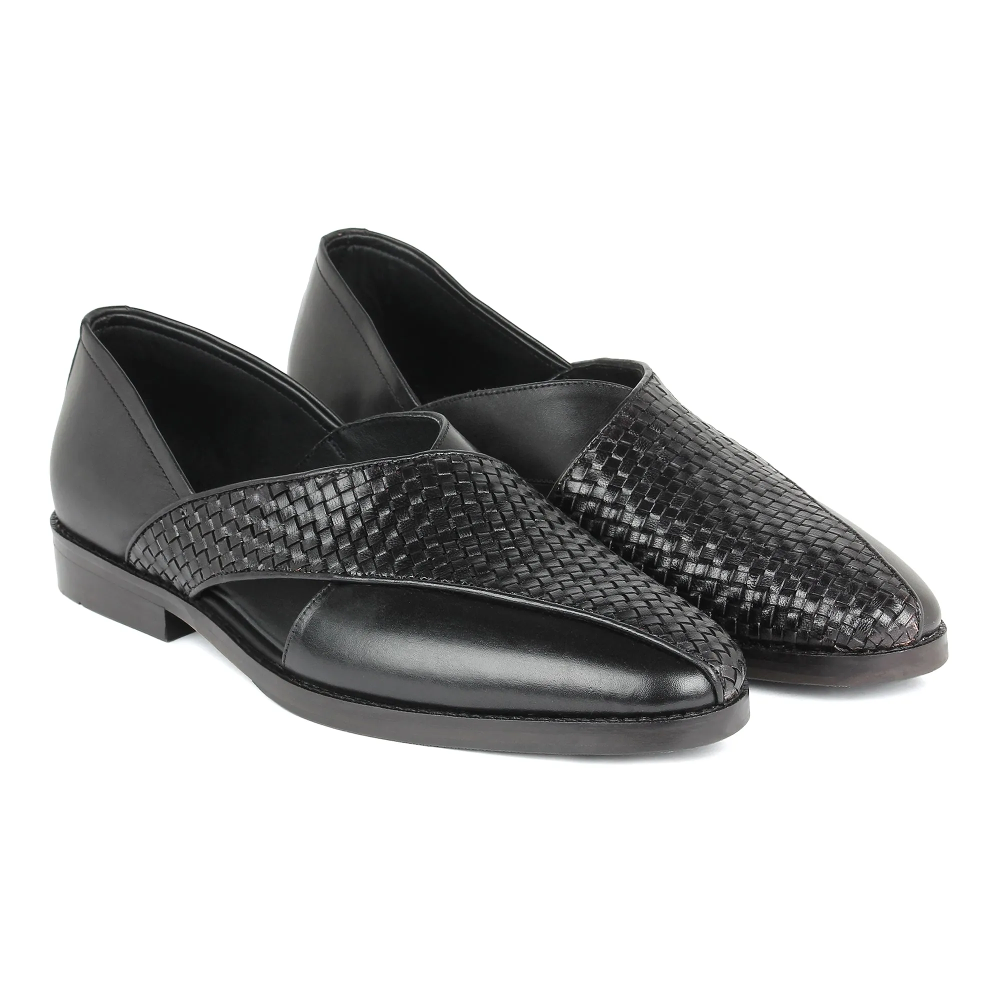 Black Woven Peshawari Sandal