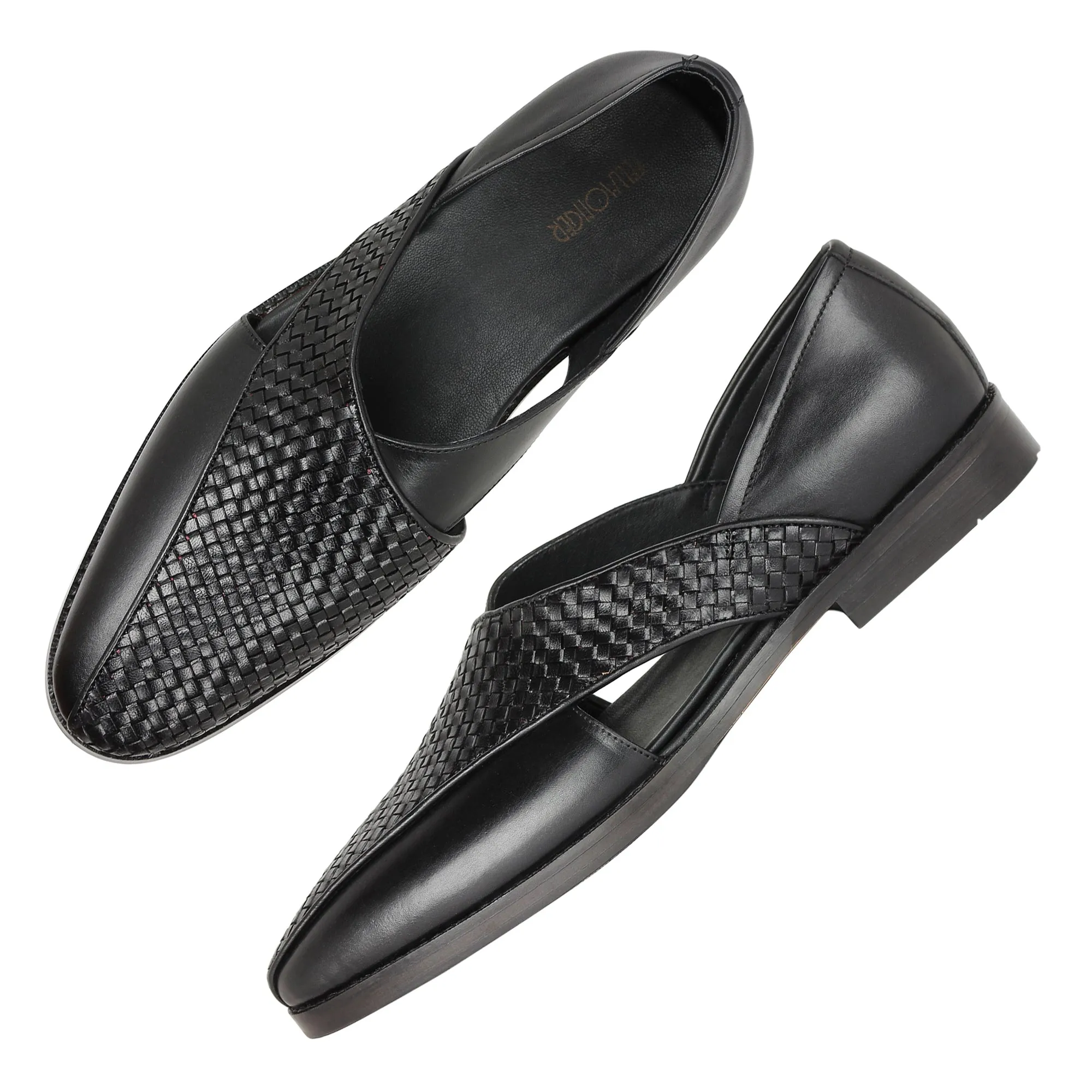Black Woven Peshawari Sandal