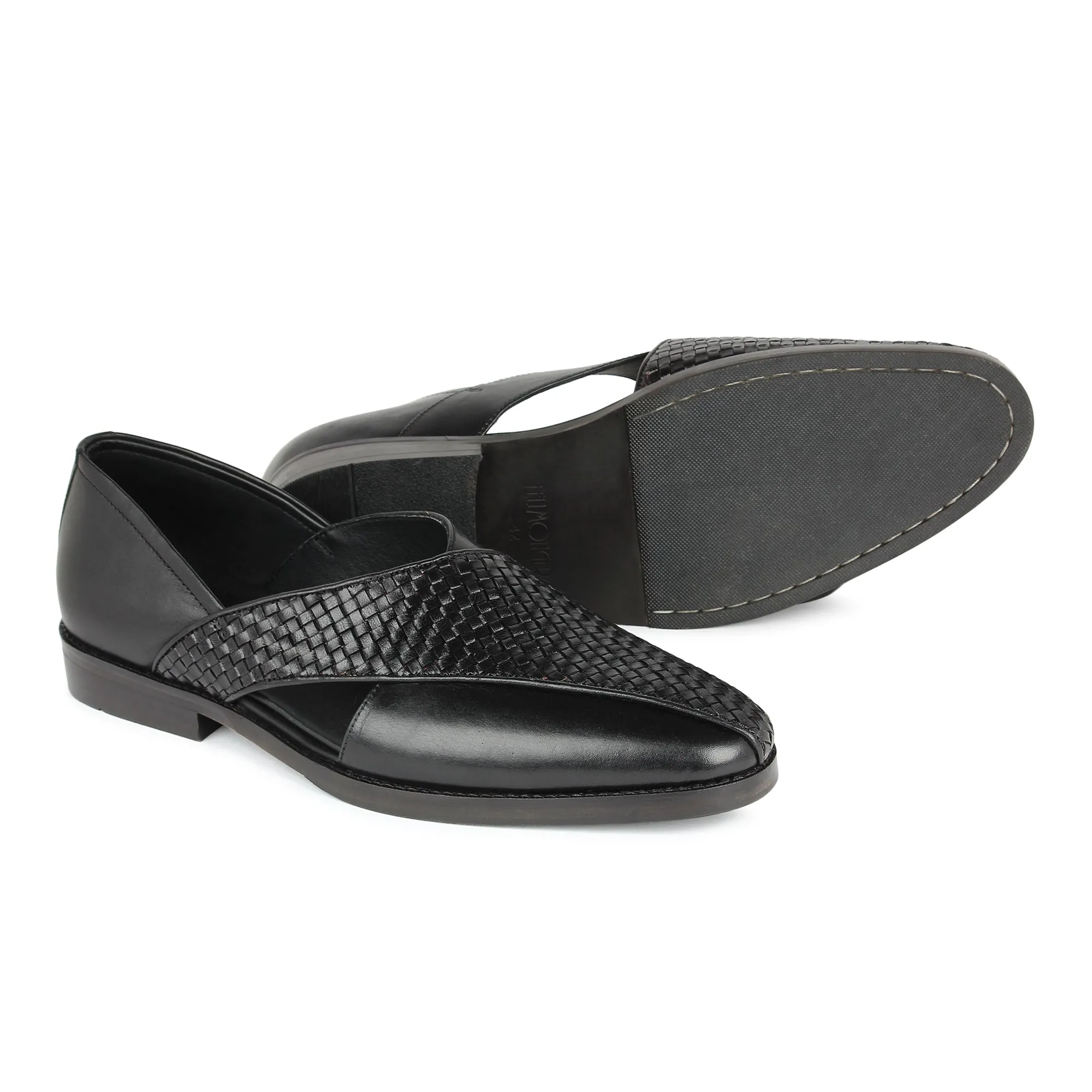Black Woven Peshawari Sandal