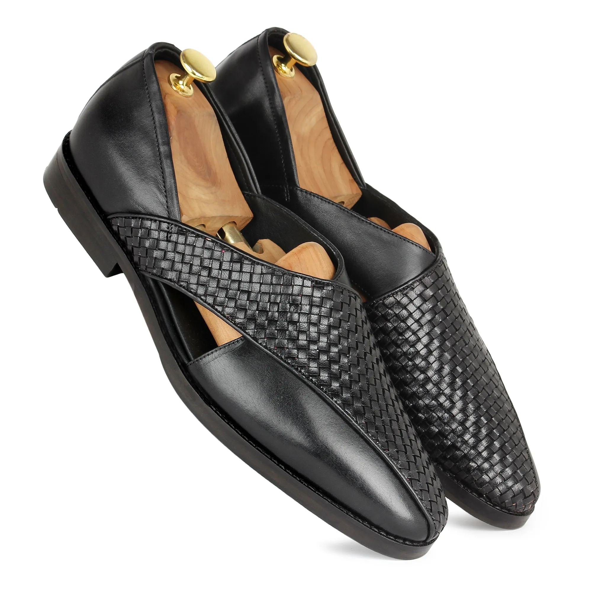 Black Woven Peshawari Sandal
