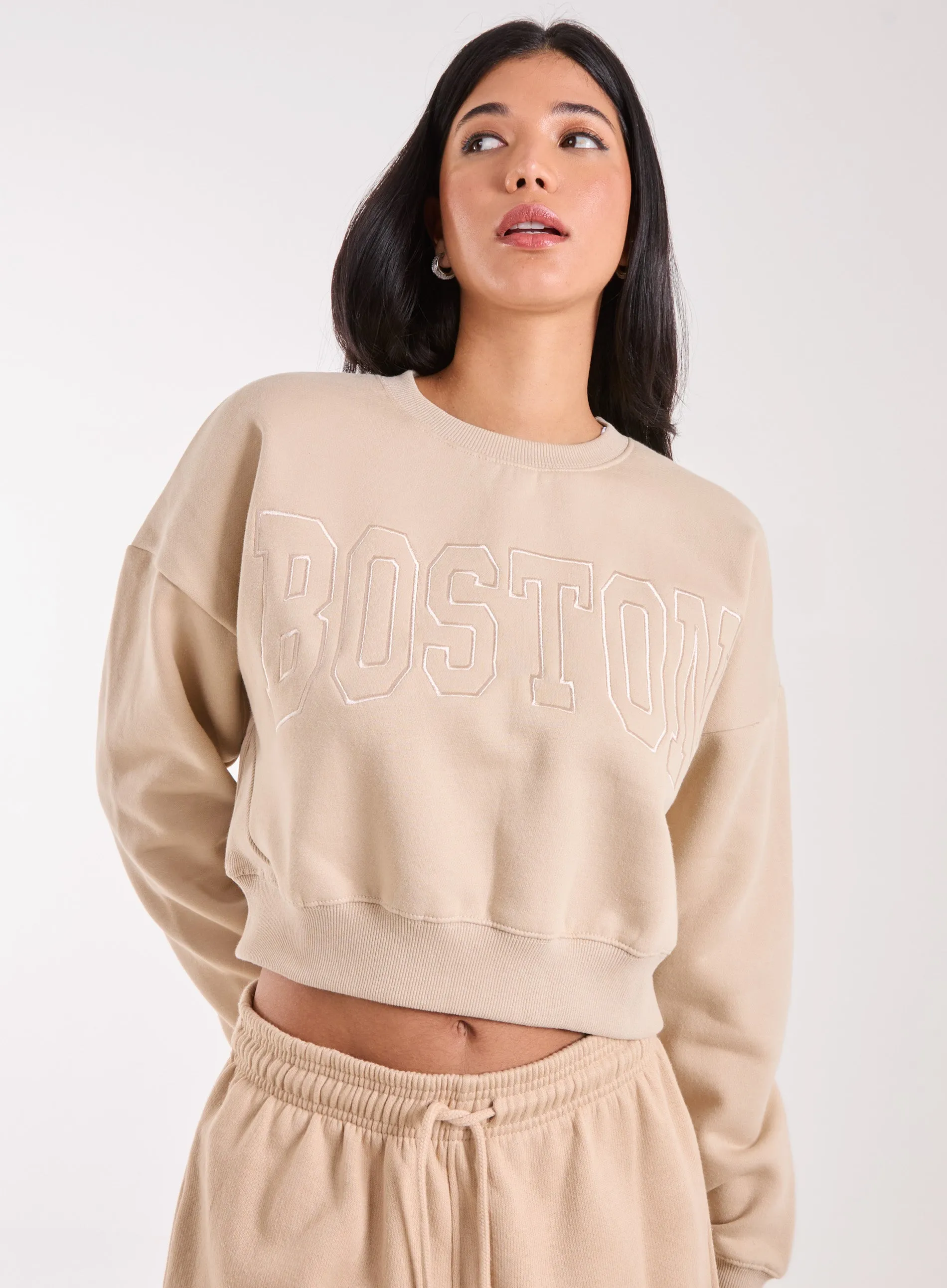 Boston Silk Detail Crop Sweater