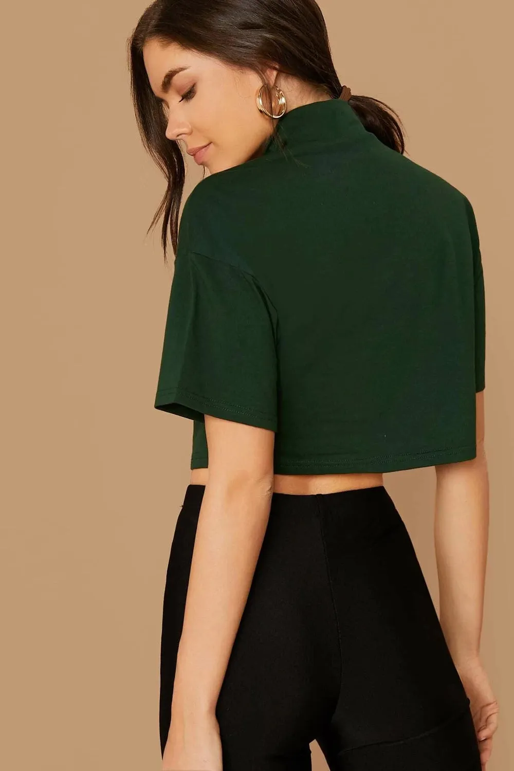 Boxy Dark Green Crop Top