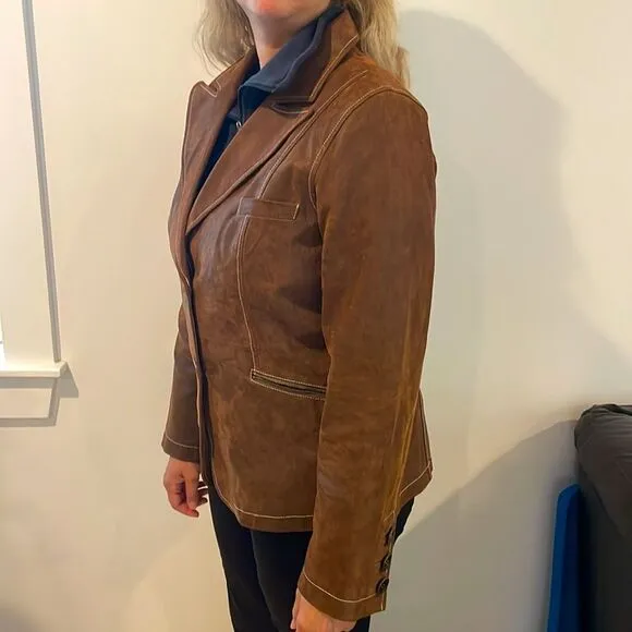 BRADLEY BAYOU OILED LEATHER JACKET.